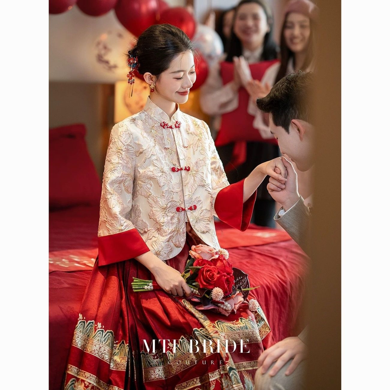 New Chinese-style women's top, horse-face skirt, wedding attire, Hanfu suit, engagement dress, new Chinese-style wedding dress, toast dress