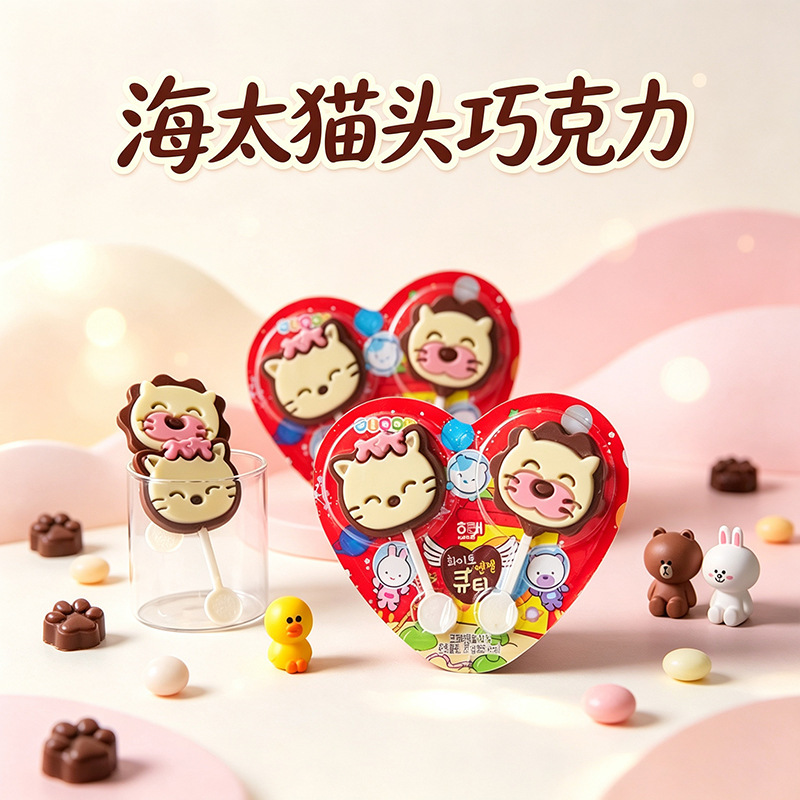 Haitai Korean Imported Cat Head-Shaped Milk Chocolate Bars, Children's Snacks, Office Snacks, and Binge-Watching Snacks Haitai Korean Imported Cat Head-Shaped Milk Chocolate Bars, Children's Snacks, Office Snacks, and Binge-Watching Snacks