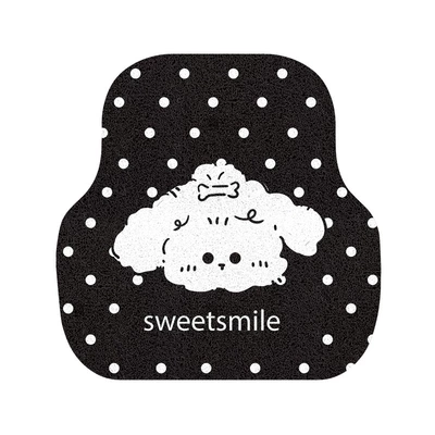 Car Wire Loop Universal Floor Mat: Universal Foot Pad - polka-dot-curly-puppy-rear-floor-mats
