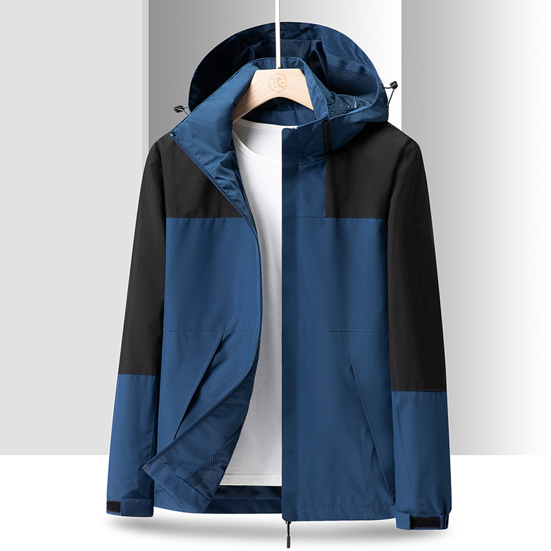 Primavera y otoño deportes al aire libre estilo de pareja al aire libre moda casual sombrero desmontable a juego chaqueta fina a prueba de viento para hombre