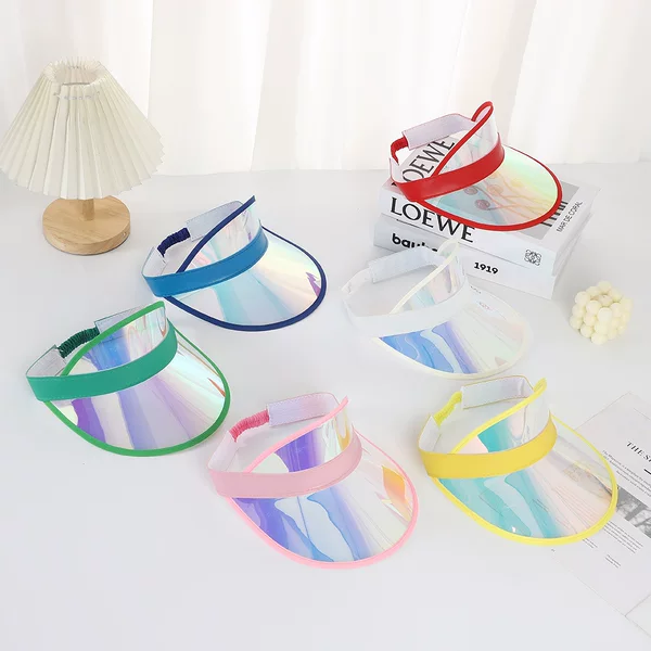 Laser Phantom Pvc Empty Top Hat Cross-Border Outdoor Sun Hat Large Head Circumference Mountaineering Cycling Leisure Transparent Hat for Men and Women