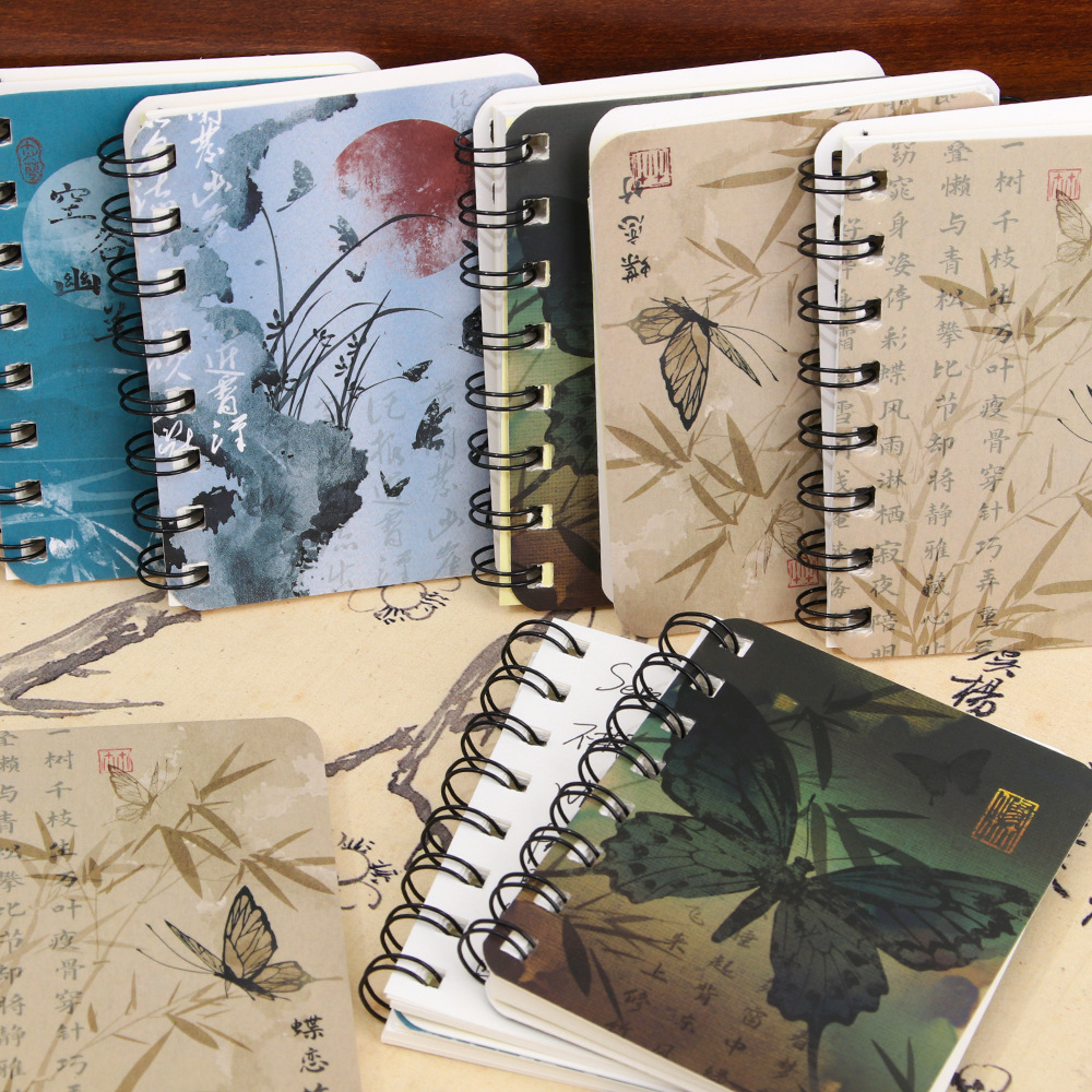 Nuevo estilo antiguo A7 bobina lateral de los estudiantes palabras en blanco cuaderno de bolsillo mini cuaderno al por mayor