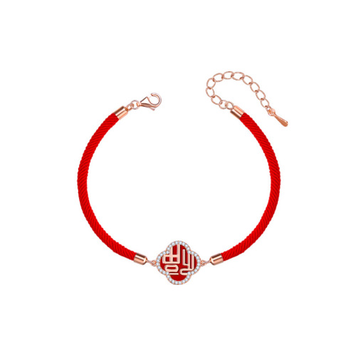 National trend new four-leaf clover necklace, palace blessing pendant bracelet, birth year transfer clavicle chain, lucky red rope for women