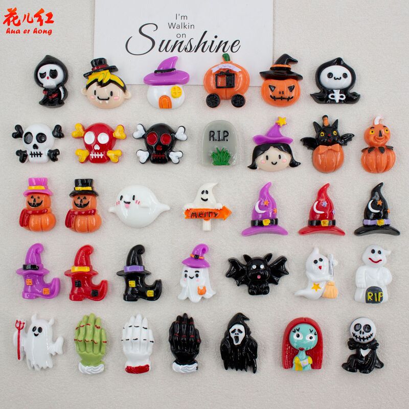 Cross-Border Cartoon Halloween Series Handmade Materials DIY Cream Glue Resin Accessories Hair Accessories Hair Ties Pendants Ornaments