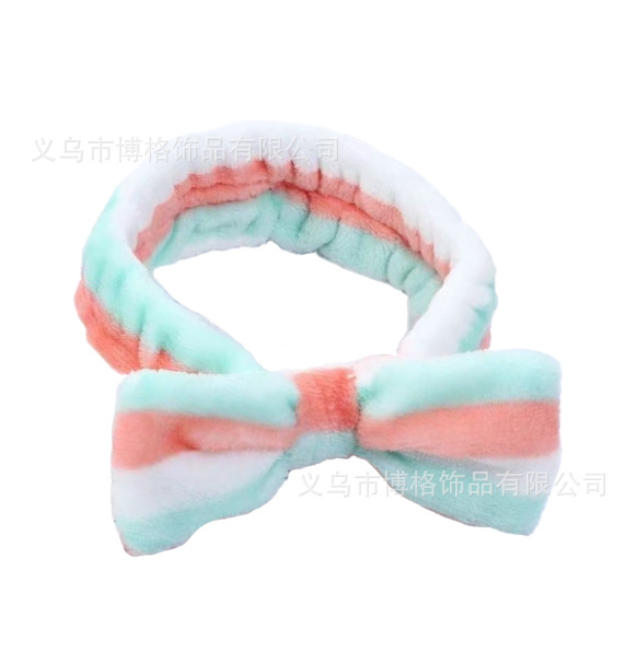 Diadema con lazo de lunares con estampado de leopardo europeo y americano, pañuelo facial SPA, diadema elástica transfronteriza, diadema de borde ancho a rayas