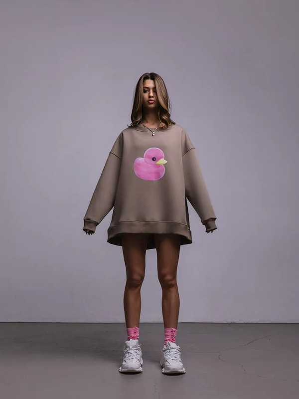 Autumn and Winter New American Style Cartoon Cute and Sweet Little Duck Print Oversize Loose and Comfortable Round Neck Sweatshirt Autumn and Winter New American Style Cartoon Cute and Sweet Little Duck Print Oversize Loose and Comfortable Round Neck Sweatshirt