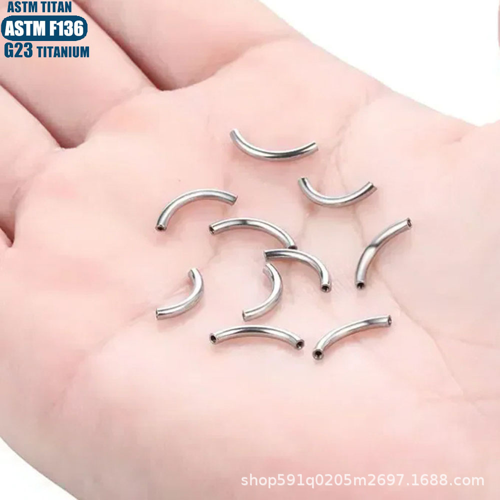 F136 Titanium Alloy Internally Threaded Curved Barbell for Eyebrow, Belly Button, Basic Piercing Replacement Accessories - Black 1.2x10mm detail image 8