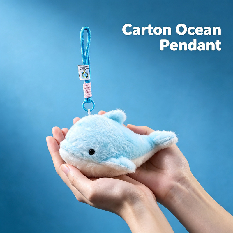 Cute dolphin plush toy, ocean animal whale backpack charm, doll keychain, decorative pendant, gift