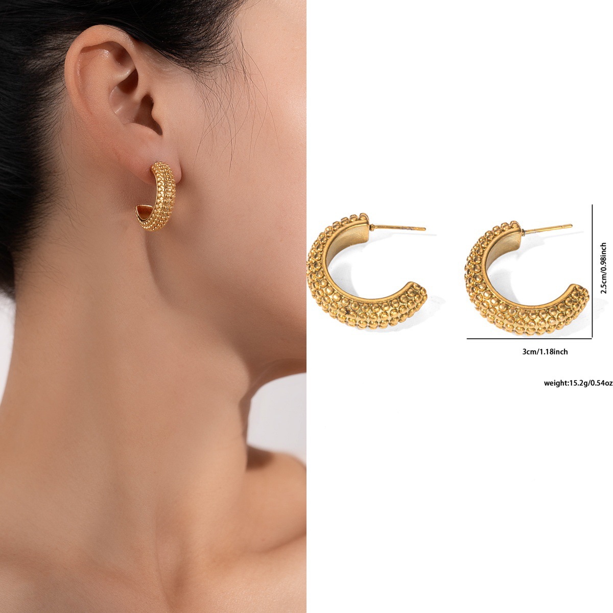 Pendientes de acero de titanio transfronterizos para mujer, lujo ligero, sentido de alta gama, temperamento retro de nicho, pendientes que no se desvanece, pendientes de todo fósforo al por mayor