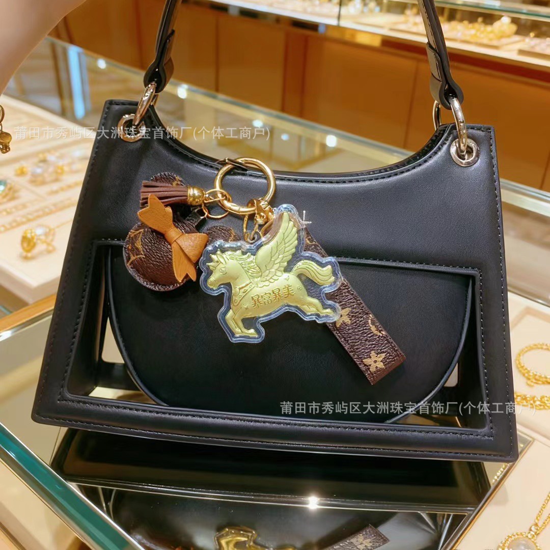 Año del Caballo de oro llavero de automóvil pequeño colgante 999 dinero de inmediato bolso llavero personalizado pequeño regalo