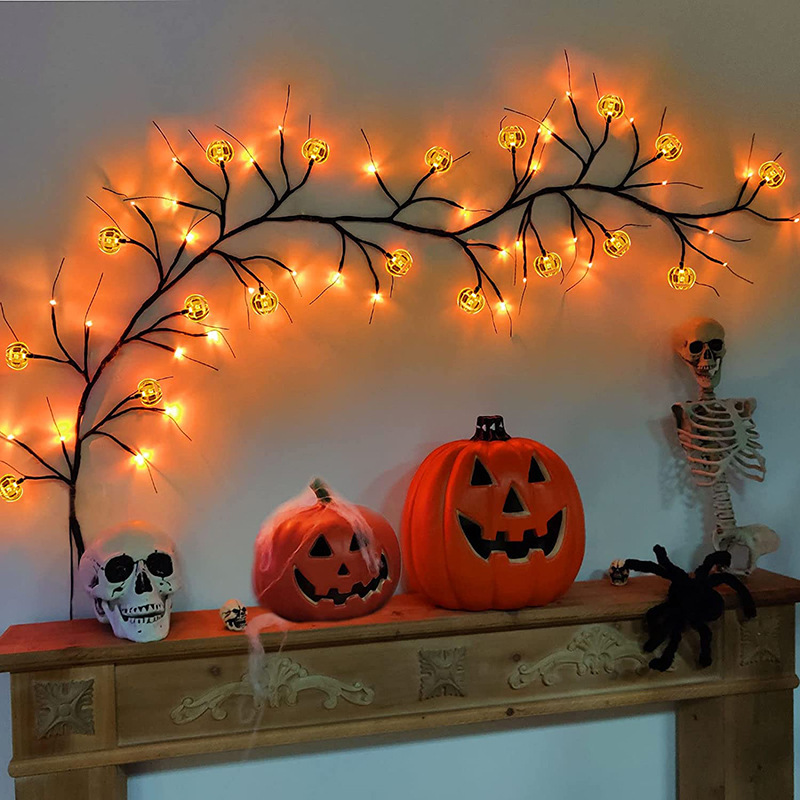 Lámpara de modelado de bate araña fantasma Festival Lámpara decorativa lámpara de ratán de Halloween lámpara de árbol de simulación LED luz de la secuencia