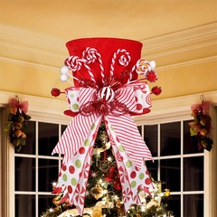 アマゾンクロスボーダー新作クリスマストッパーツリースタークリスマスツリートップ装飾帽子収縮可能スプリング蝶結び