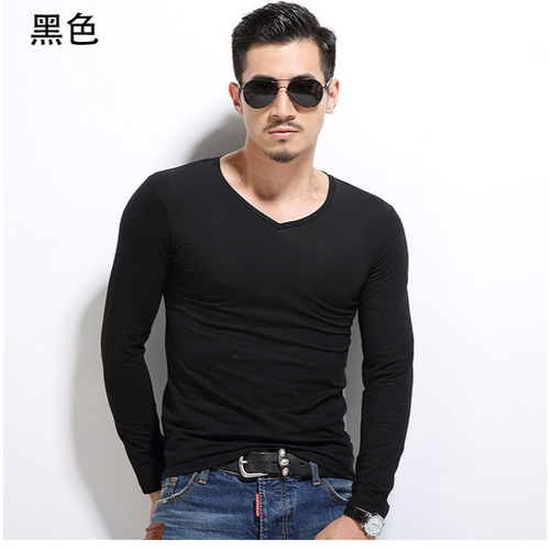 2025 Men's Solid Color Long-Sleeve T-Shirt Youth Base Shirt Men's Autumn Workwear Blank Advertising Shirt