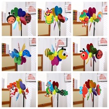 新款立体卡通大风车户外景区装饰塑料风车创意手持昆虫大风车批发