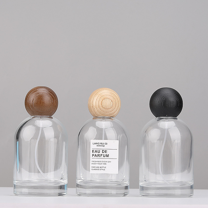 香水分装瓶便携式100ML大容量喷雾瓶香水瓶空瓶子榉木胡桃木盖