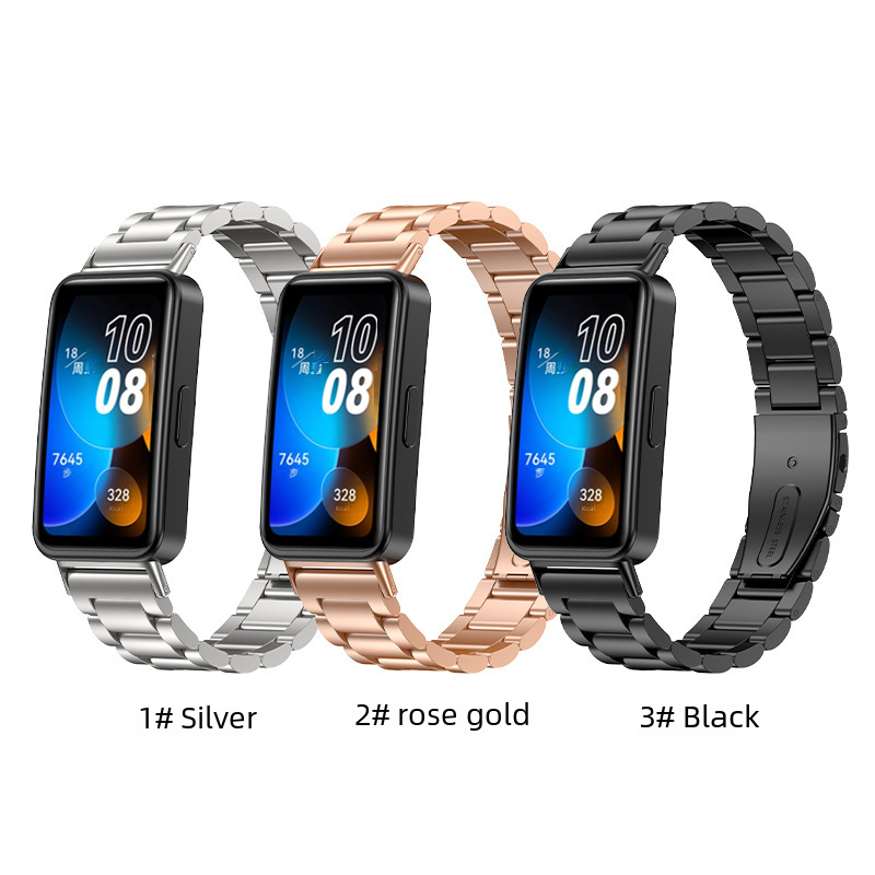 玄音適用華為手環9/8鋼帶三珠金屬錶帶huawei band8不鏽鋼錶帶