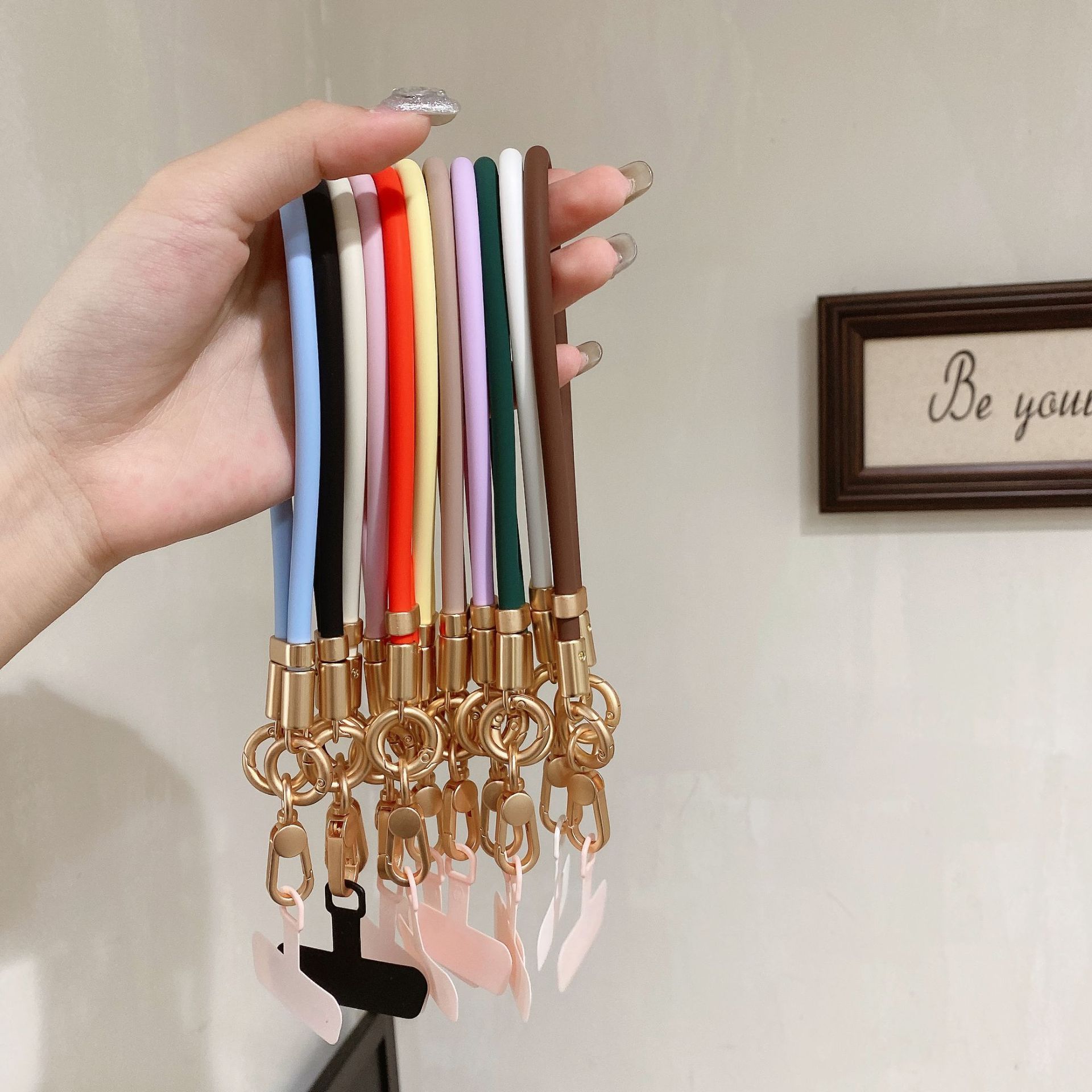 Silicona líquida cordón corto para teléfono móvil junta pulsera corta funda para teléfono móvil anti-pérdida para exteriores cadena de muñeca cuerda corta