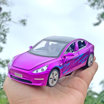 1:32特斯电动汽车模型MODEL3合金模型带灯光音效拉回力汽车吃鸡同