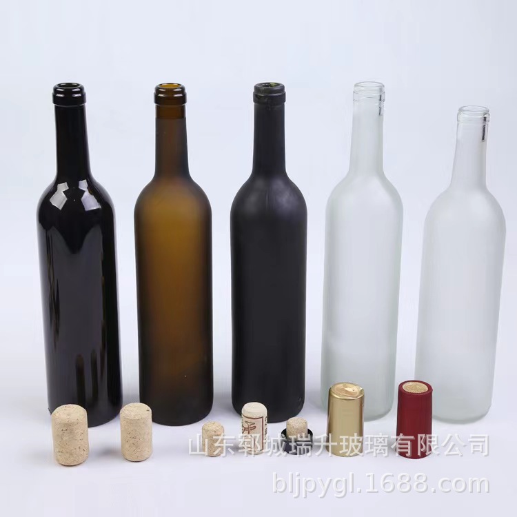 ins风透明红酒瓶空玻璃瓶磨砂700ml洋酒瓶自酿晶白料白酒泡酒瓶子