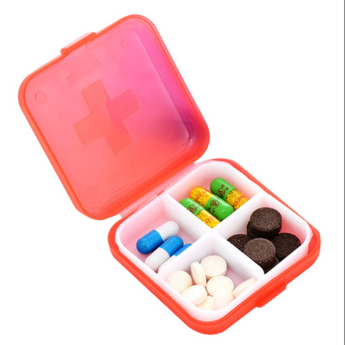 新款药盒十字格分装药盒随身便携式分装药丸盒塑料迷你药品收纳盒
