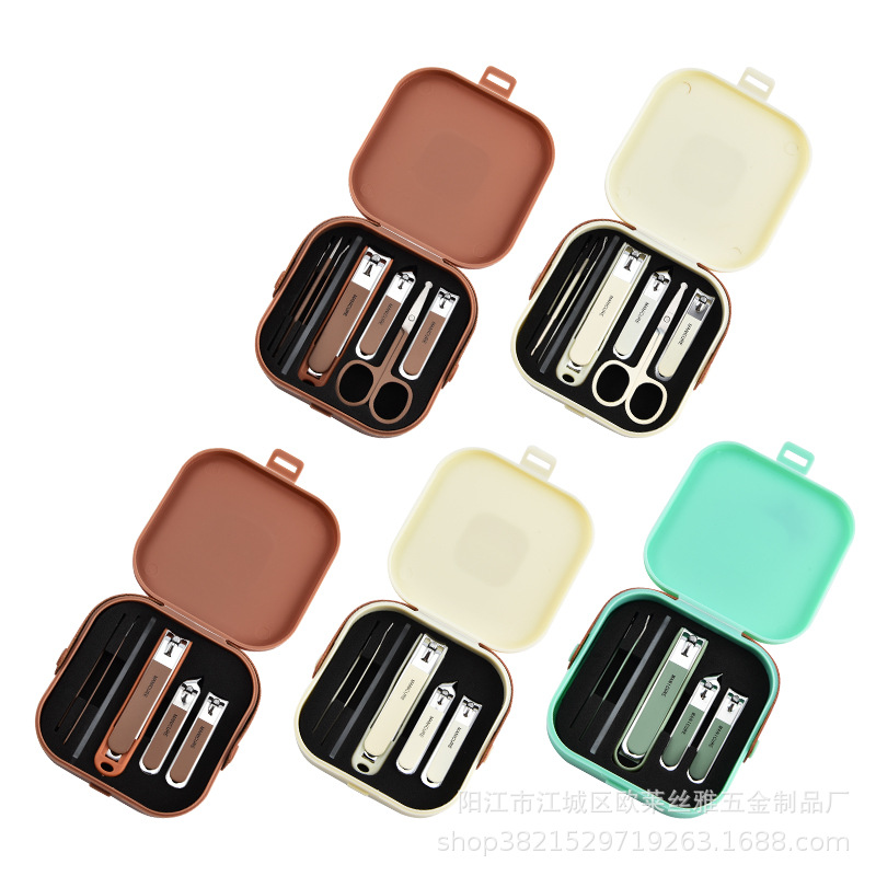 Portátil portátil de acero inoxidable a prueba de salpicaduras conjunto de cortadores de uñas caseros cortadores de uñas de alta calidad conjunto de belleza
