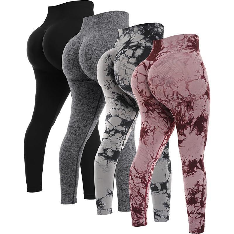 4 Piece Butt Lifting Workout Leggings for Women Seams Gym|undefined