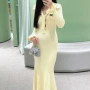 翻领长袖套头新款连衣裙