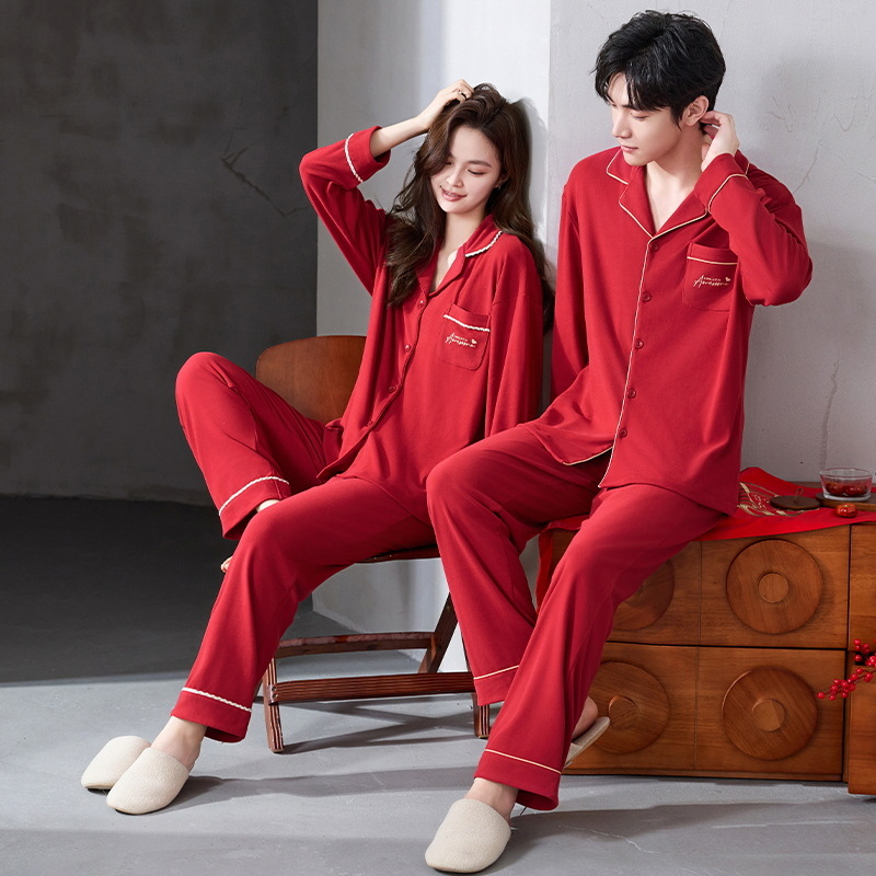 Pijamas de boda, nuevo matrimonio, vestido de terciopelo rojo, mujeres, otoño y invierno, hombre, nobles, parejas, pijamas, otoño y invierno