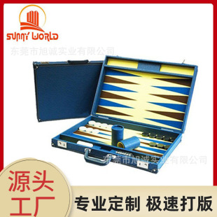 Customized High-End Pu Leather Large Backgammon Melamine Chess Piece Leather Game Board Storage Box Set