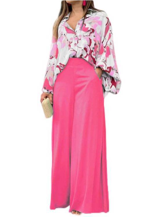 Daily Women's Streetwear Printing Polyester Chiffon Pants Sets Pants Sets display picture 8