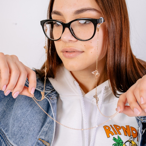 Cross-border new product butterfly glasses chain, chain glasses chain, color-preserving electroplating jewelry, temperament, simple design sense.