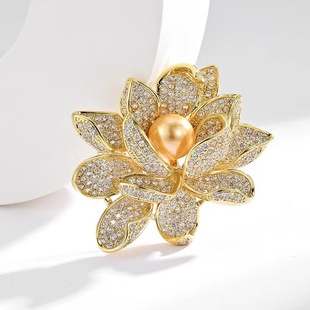 Light Luxury High-end Suit Jacket with Corsage Japanese and Korean Style Elegant All-match Coat Pin Pearl Three-dimensional Lotus Brooch