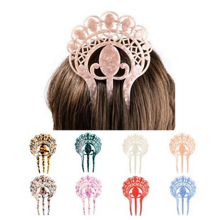 Vintage Hair Combs Colorful Acetate Hair Accessories Faux Cross