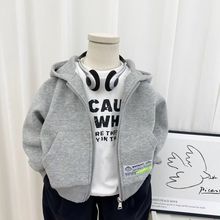 男童春装连帽外套2025新款儿童休闲运动连帽卫衣男孩春秋拉链开衫