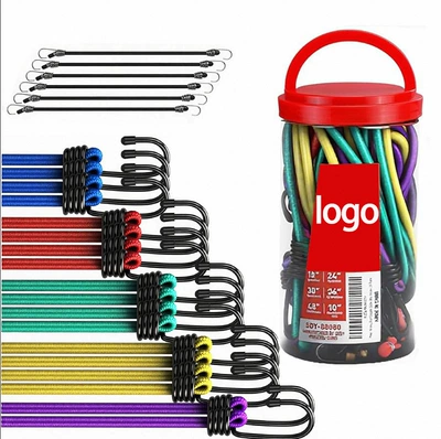 Manufacturer's Cross-Border 24-Piece Set of 8mm Rubber Hook-Style Elastic Cargo Binding Luggage Straps with Elastic Cushioning (Trailer rope/net/strap) - 24pc-luggage-rope-set