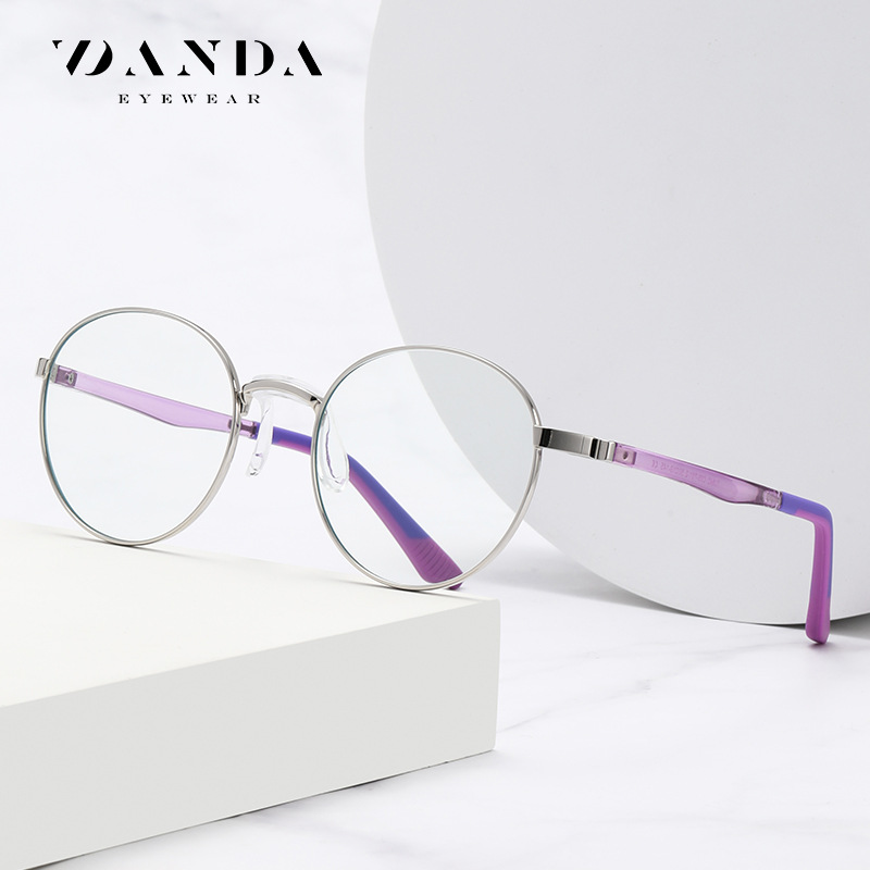 2023 nuevas gafas ovaladas marco integrado de silicona almohadilla de la nariz de goma de dos colores pierna TJ842 moda Anti-azul gafas de luz