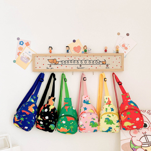 Girls cross-body spray-painted dinosaur chest bag new Korean style small cross-body bag cute baby waist bag travel backpack children's bag