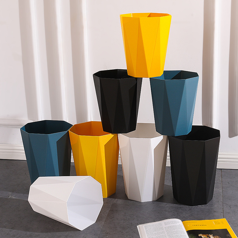Low-Cost Manufacturer Wholesale Simple Diamond-Shaped Trash Can for Home Use in Living Room, Bathroom, Kitchen, Creative Trash Can Without Lid