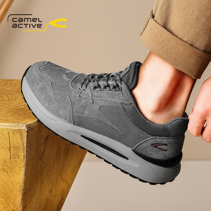 德国骆驼动感男鞋真皮2024新款软底男士休闲运动鞋百搭户外防滑鞋
