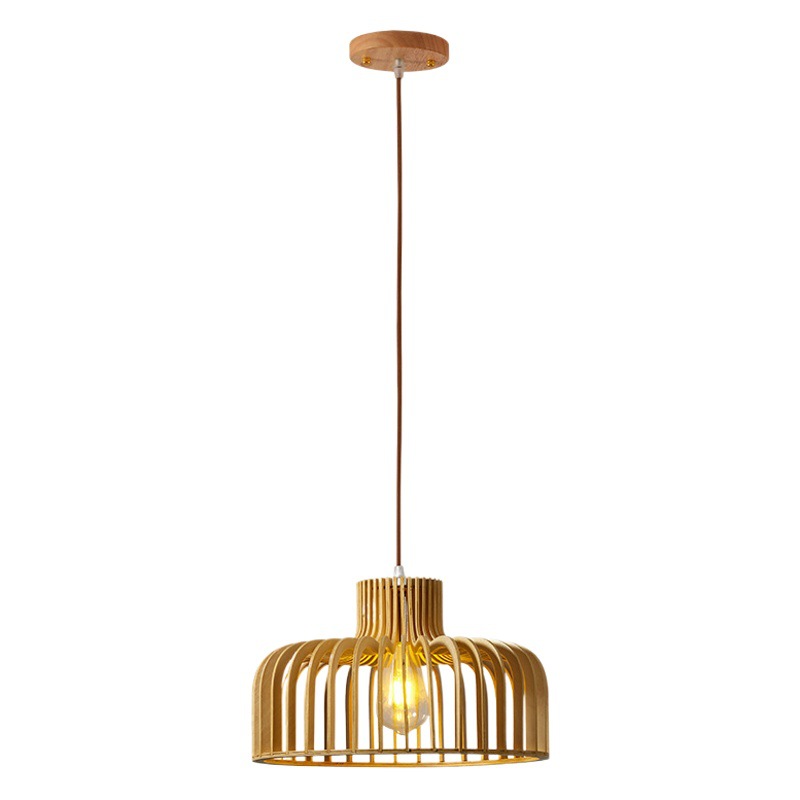 Retro estilo silencioso araña de madera maciza personalidad creativa restaurante cafetería B & B tienda comercial nogal color lámparas