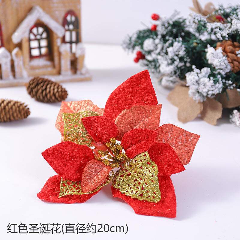 2025 flores de navidad simuladas flores de navidad árbol de navidad accesorios de guirnaldas decoración de árbol de navidad decoración de caña al por mayor