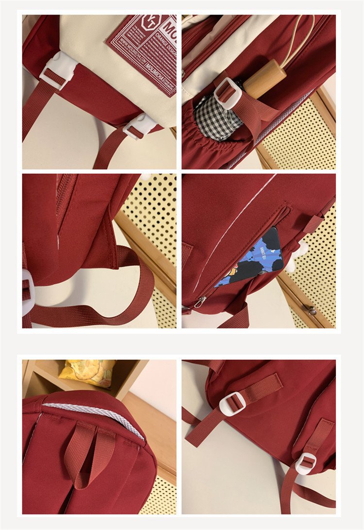 书包女中学生森系撞色复古大容量男初中高中学生减负双肩背包百搭