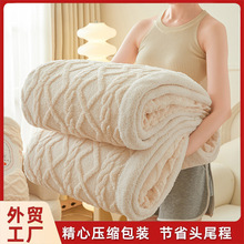 亚马逊外贸双层牛奶绒毛毯羊羔绒毯子跨境毛毯午睡休闲盖毯压缩