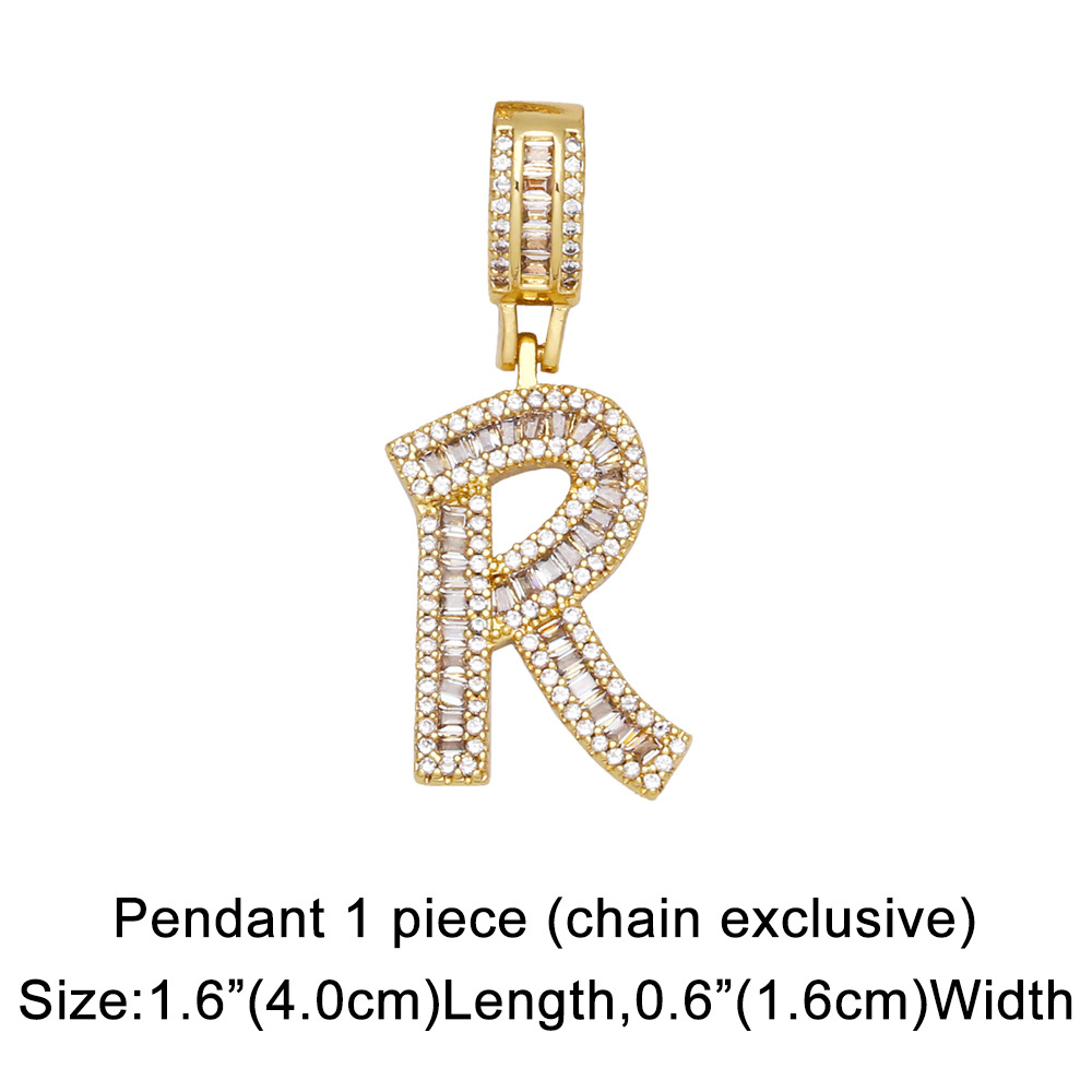 15g Weight 18K Gold Plated Plating Material Necklace Classification Wedding Occasion Copper Material Geometric, Letter Pattern Unisex Gender Fashion Style Fashion Zircon Letter Hip Hop Men's And Women's Copper Necklace 16