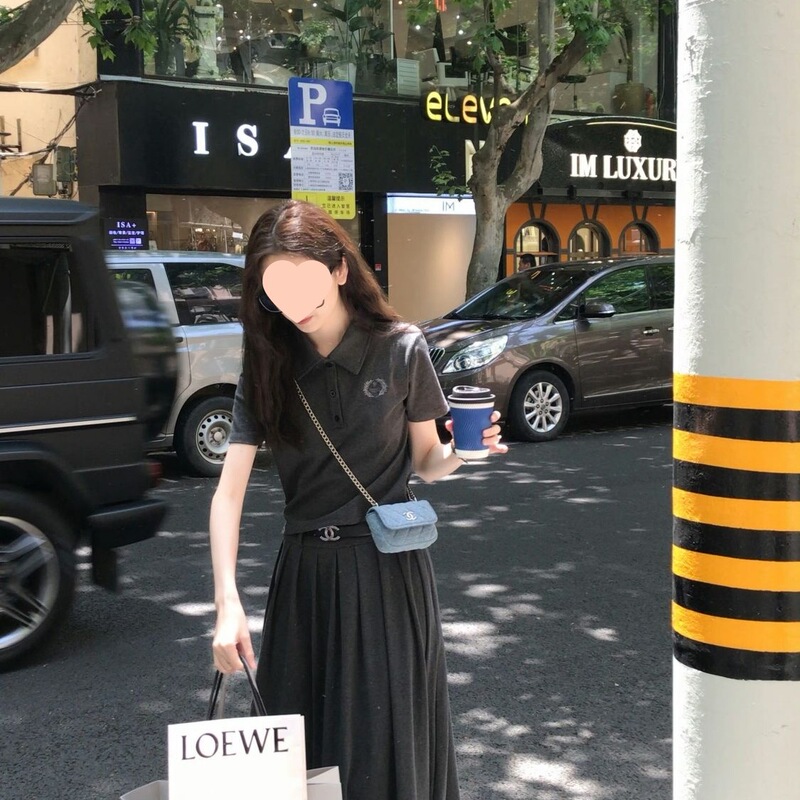 学院风衫刺绣弹力短袖套装2025夏新款上衣半身裙|undefined