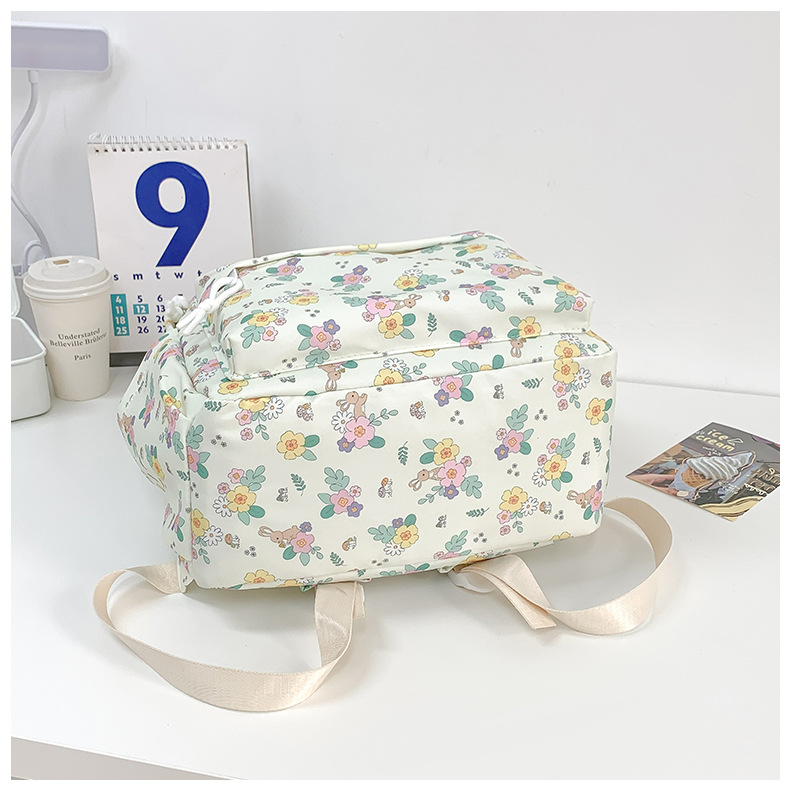 738g Weight Polyester Lining Material Sewing Thread Fashion Element Zipper Closure Type Double Shoulder Straps Strap Type Casual, School, Daily Occasion Nylon Material Waterproof Function Back To School Festival School Backpack Backpack Flower, Strawberry Pattern All Seasons Season Women's Gender Classic Style Style Square Shape Waterproof Flower Strawberry Casual School Daily School Backpack 25