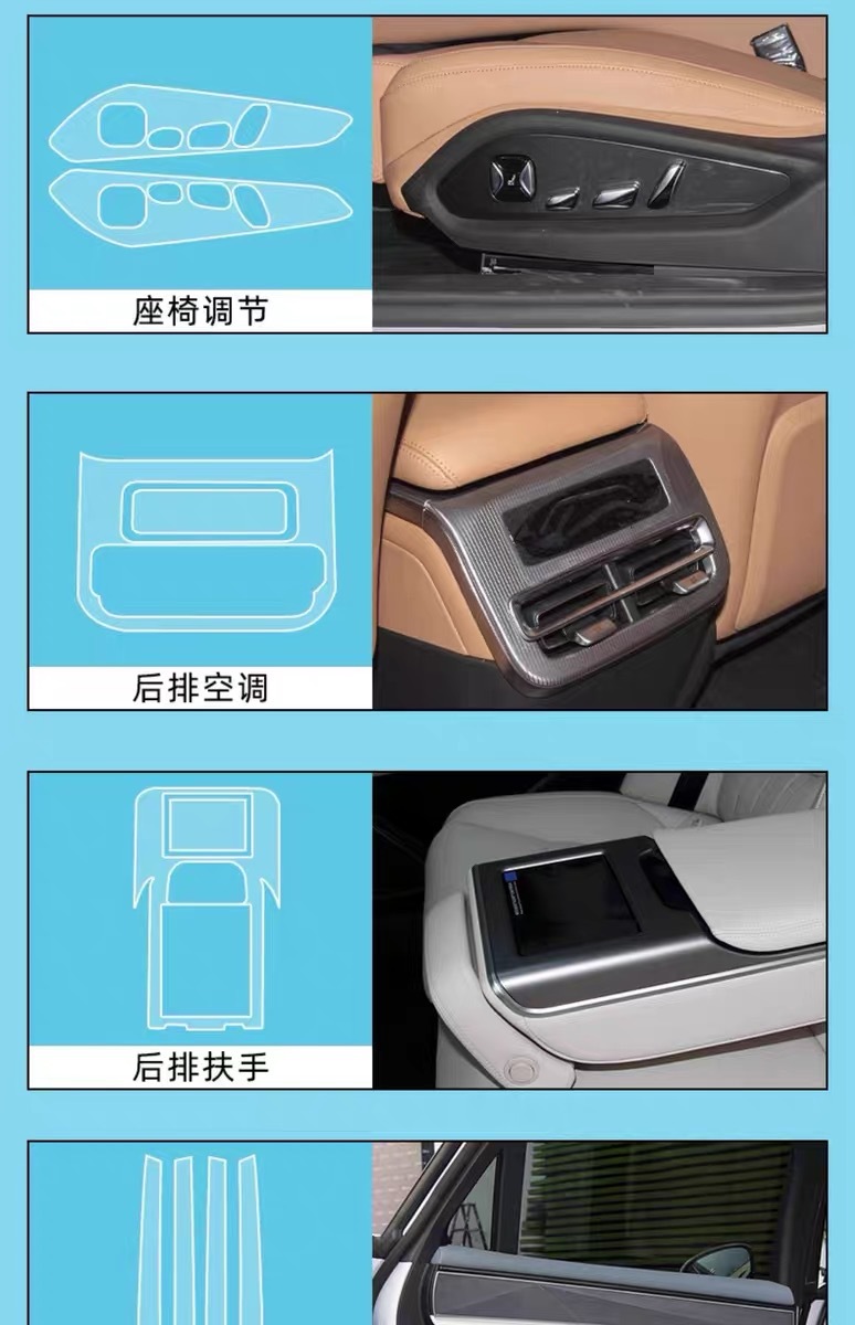 Suitable for BYD Han L: dedicated screen interior film, center console film, interior TPU film, navigation interior decoration, and car modification