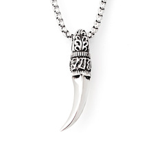 新款气质做旧不锈钢狼牙项链潮流设计感男士吊坠复古仿真饰品批发