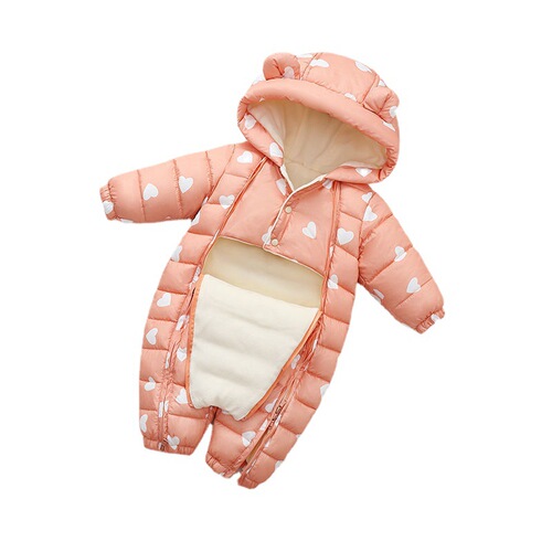 Baby one-piece down jacket, newborn baby suit, gender-neutral baby outerwear for outings, additional lining and thick crawling suit