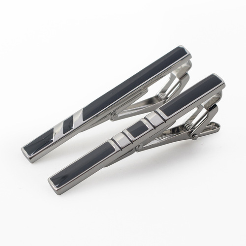 Men's shirt tie clip metal copper material business tie clip set flat head type electroplating collar accessories